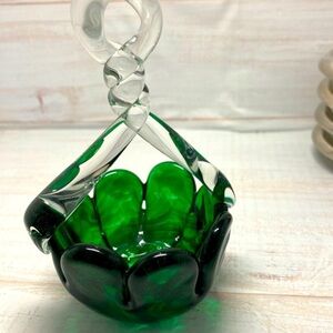 Small handblown glass basket